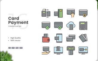 16 Card Payment Icon Color Set