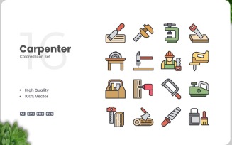 16 Carpenter Icon Color Set