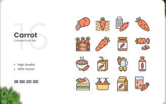 16 Carrot Icon Color Collection