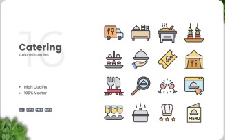 16 Catering Icon Color Set