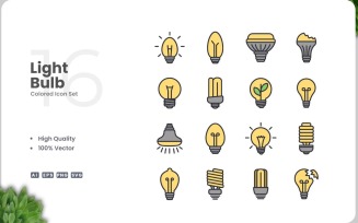 16 Light Bulb Icon Color Set