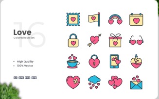 16 Love Icon Color Collection