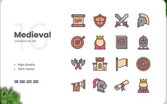 16 Medieval Icon Color Set