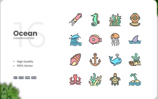 16 Ocean Icon Color Collection