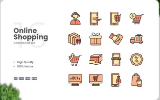 16 Online Shopping Icon Color Set