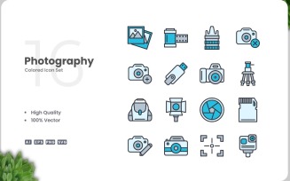 16 Photography Icon Color Set