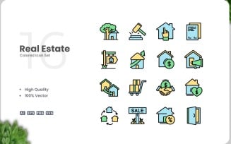 16 Real Estate Icon Color Set