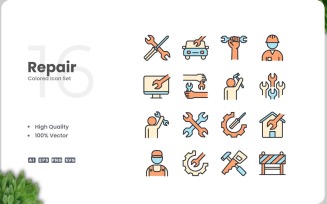 16 Repair Icon Color Collection