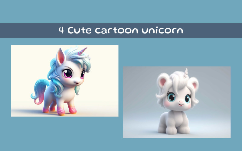Cute cartoon unicorn AI image Illustration