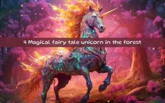 Magical fairy tale unicorn in the forest