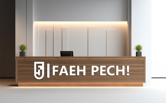 Office wooden desk mockup