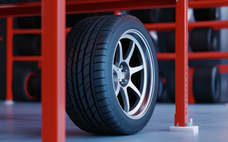 Tire and Wheel Rack in Garage