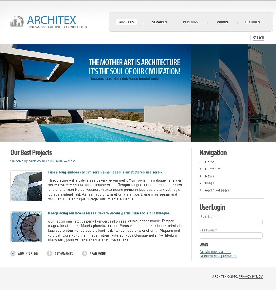 Architecture PSD Template New Screenshots BIG