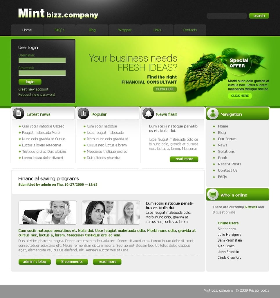 Business PSD Template New Screenshots BIG
