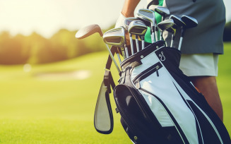 Golfer with Golf Bag Perspective View Background