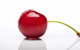 Single Red Cherry Vector Illustration