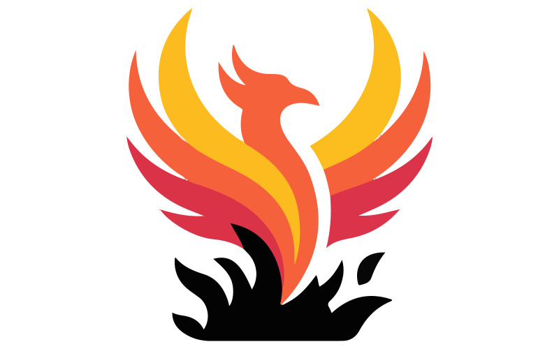A logotype in the shape of a phoenix Illustration