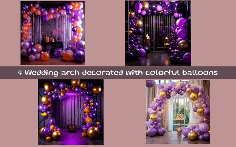 Wedding arch decorated with colorful balloons Background