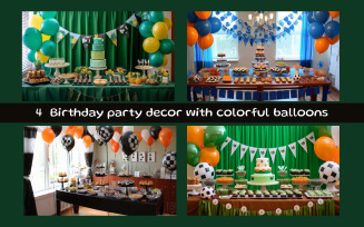 Birthday party decor with colorful balloons