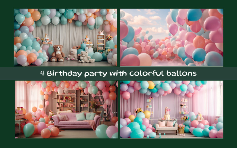 Birthday party with colorful ballons Background