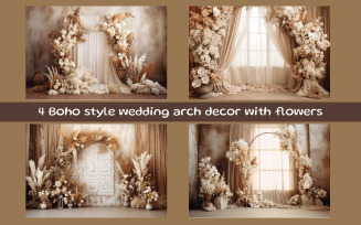 Boho style wedding arch decor with flowers