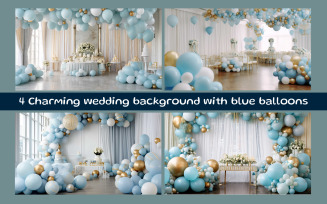 Charming wedding background with blue balloons