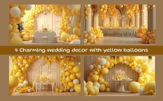 Charming wedding background with yellow balloons