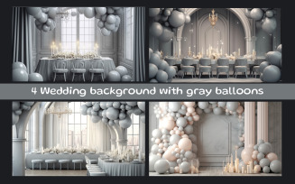 Wedding background with gray balloons