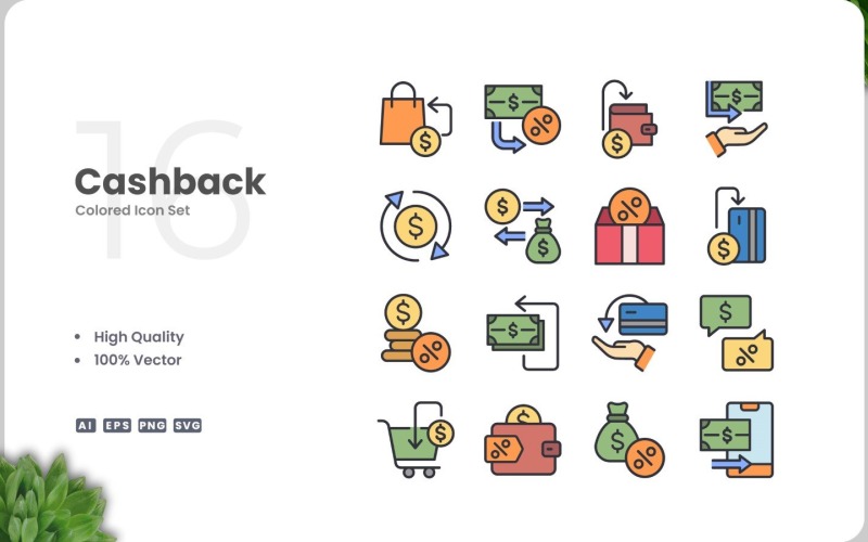 16 Cashback Icon Color Set Icon Set