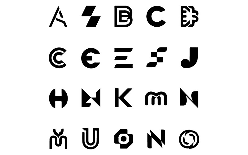 set of unique black and white logos monograms Illustration