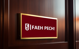 Wooden door nameplate logo mockup