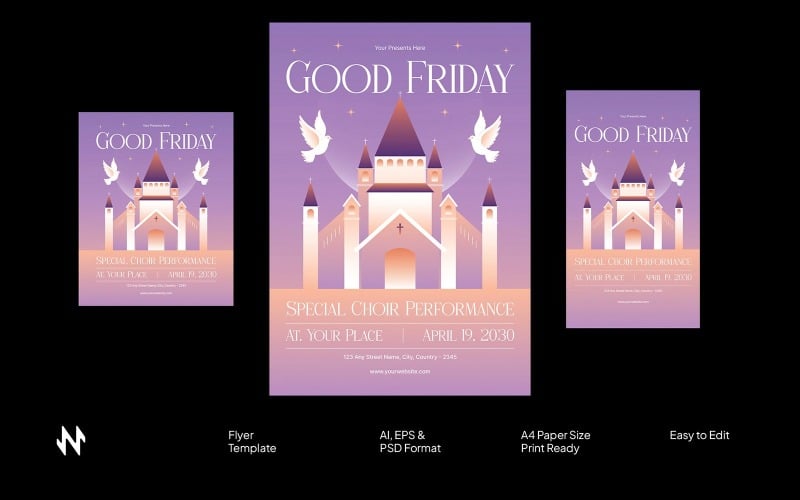 Gradient Good Friday Flyer Template Corporate Identity