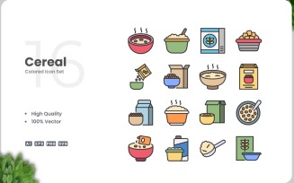 16 Cereal Icon Color Collection
