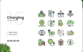 16 Charging Icon Color Set