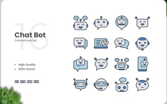 16 Chat Bot Icon Color Set