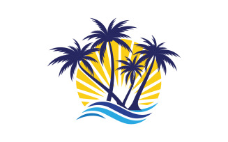 Palm tree summer beach icon illustration template v.2