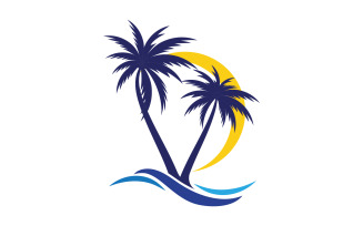 Palm tree summer beach icon illustration template v.3