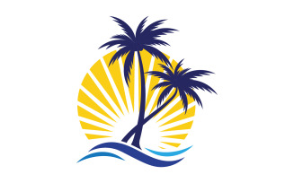 Palm tree summer beach icon illustration template v.5