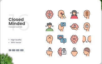 16 Closed Minded Icon Color Set
