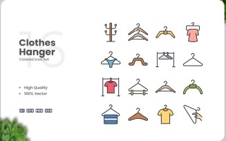 16 Clothes Hanger Icon Color Set