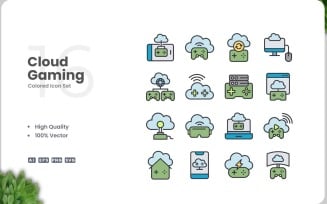 16 Cloud Gaming Icon Color Set