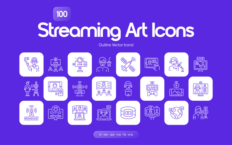 Modern Streaming Art Icon Set
