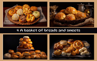 A basket of breads and sweets
