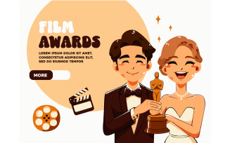 Celebrities Poster with Cinema Awards Illustration