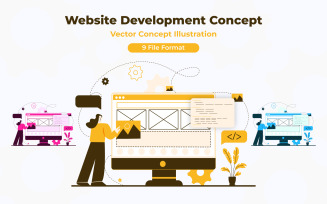 Concept for Developing a Modern Website: Flat Style Illustration