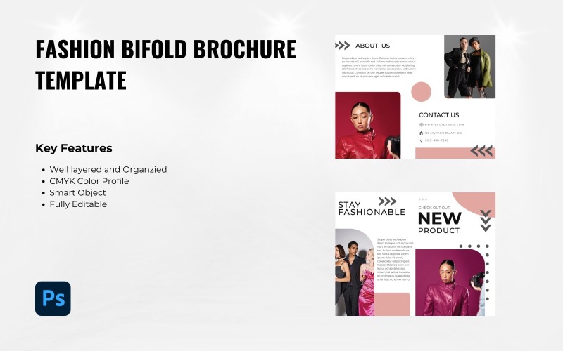 Fashion Bifold Brochure PSD Template Corporate Identity