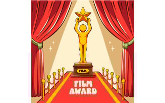 Film Award Statue on Red Carpet Illustration