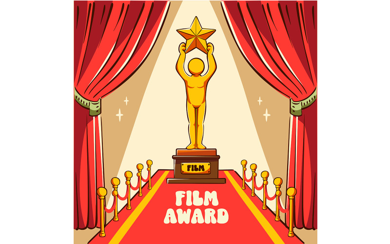 Film Award Statue on Red Carpet Illustration