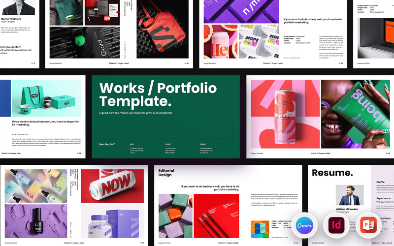 Graphic Design/Works Portfolio Template PowerPoint Template