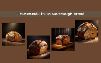 Homemade fresh sourdough bread AI image